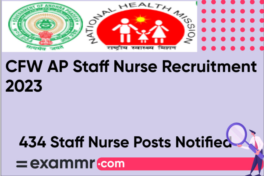 CFW AP Staff Nurse Recruitment 2023: Notification Out for 434 Staff Nurse Posts